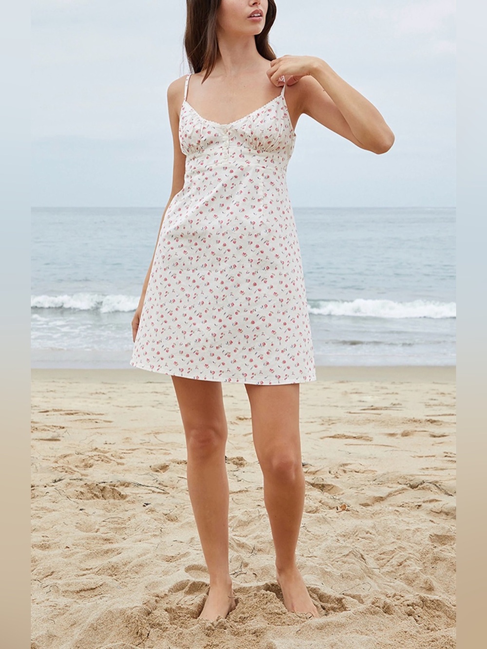 Pac Sun John Galt Floral Ariana Mini Dress Beige 1SZ NWT